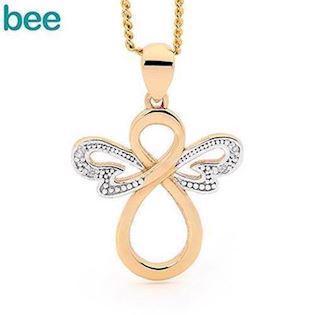Bee Jewelry Angel 9 carat bright yellow gold with diamonds, model 65599